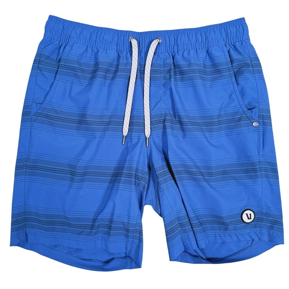 Vuori Mens Kore Short Lined 7" Size Medium Sea Gradient Stripe Blue Athletic Gym - Picture 2 of 11